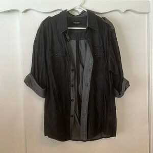 Eighty-Eight Platinum Mens Long Sleeve Shirt Size L Black Button Up
